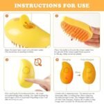 Anubhav Janni Mango Cat Steam Brush 3-in-1 Pet Grooming with Gentle Removes Loose Fur Detangles Hair for Shedding Cleaning Cute Design Rechargeable Remover and Tool Comb Cats Dogs (pack of 1) - Image 7