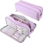 Anubhav Janni Pencil Pouch Purple Case Large Cases for Girls Boys Big Capacity with Compartments School Stationary Kids College Students Office Aesthetic Teenage Adults Pen Cute (pack of 1)