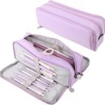 Anubhav Janni Pencil Pouch Purple Case Large Cases for Girls Boys Big Capacity with Compartments School Stationary Kids College Students Office Aesthetic Teenage Adults Pen Cute (pack of 1)