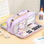 Anubhav Janni Pencil Pouch Purple Case Large Cases for Girls Boys Big Capacity with Compartments School Stationary Kids College Students Office Aesthetic Teenage Adults Pen Cute (pack of 1) - Image 2