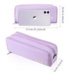 Anubhav Janni Pencil Pouch Purple Case Large Cases for Girls Boys Big Capacity with Compartments School Stationary Kids College Students Office Aesthetic Teenage Adults Pen Cute (pack of 1) - Image 5