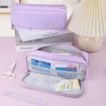 Anubhav Janni Pencil Pouch Purple Case Large Cases for Girls Boys Big Capacity with Compartments School Stationary Kids College Students Office Aesthetic Teenage Adults Pen Cute (pack of 1) - Image 7