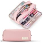 Anubhav Janni Pencil Pouch Pink for Boys Girls - School College Students Stationery Pen Holder Pouches Case Box Multifunctional Organizer Large Bag Kids Cute Multi Compartment (pack of 1)