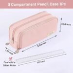 Anubhav Janni Pencil Pouch Pink for Boys Girls - School College Students Stationery Pen Holder Pouches Case Box Multifunctional Organizer Large Bag Kids Cute Multi Compartment (pack of 1) - Image 2
