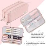 Anubhav Janni Pencil Pouch Pink for Boys Girls - School College Students Stationery Pen Holder Pouches Case Box Multifunctional Organizer Large Bag Kids Cute Multi Compartment (pack of 1) - Image 4