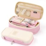 Anubhav Janni Pencil Pouch Pink for Boys Girls - School College Students Stationery Pen Holder Pouches Case Box Multifunctional Organizer Large Bag Kids Cute Multi Compartment (pack of 1) - Image 8