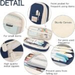 Anubhav Janni Pencil Pouch Dark Blue Case for School Office Multi Compartment Organizer Durable Nylon Large Capacity Expandable Special and White Multi-Compartment Stationery (pack of 1) - Image 7