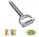 Anubhav Janni Stainless Steel 2 in 1 Vegetable Peeler Multi-Functional Fruit Shredder Slicer Double Cutter Potato Cucumber Carrot Melon Grater Veggie and for Potatoes Cucumbers (pack of 1)