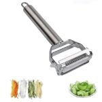 Anubhav Janni Stainless Steel 2 in 1 Vegetable Peeler Multi-Functional Fruit Shredder Slicer Double Cutter Potato Cucumber Carrot Melon Grater Veggie and for Potatoes Cucumbers (pack of 1)