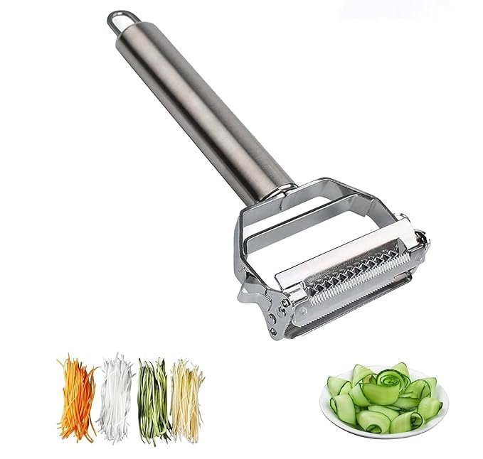 Anubhav Janni Stainless Steel 2 in 1 Vegetable Peeler Multi-Functional Fruit Shredder Slicer Double Cutter Potato Cucumber Carrot Melon Grater Veggie and for Potatoes Cucumbers (pack of 1) Anubhav Janni Stainless Steel 2 in 1 Vegetable Peeler Multi-Functional Fruit Shredder Slicer Double Cutter Potato Cucumber Carrot Melon Grater Veggie and for Potatoes Cucumbers (pack of 1) - Image 1