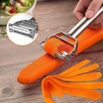 Anubhav Janni Stainless Steel 2 in 1 Vegetable Peeler Multi-Functional Fruit Shredder Slicer Double Cutter Potato Cucumber Carrot Melon Grater Veggie and for Potatoes Cucumbers (pack of 1) - Image 4