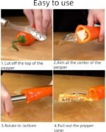 Anubhav Janni Chili Corer Remover Kitchen Tool Stainless Steel Pepper Deseeder – Serrated Core for Jalapeños Bell Peppers Fruits Vegetables Chili Seed Knife (pack of 1) - Image 3