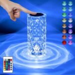 Anubhav Janni Crystal Diamond Table Lamp LED Options Touch Remote Control USB Rechargeable Brightness Levels Elegant Night Light Bedroom Living Décor Ideal Diwali Birthdays Gifts (Pack Of 1 Pcs) - Image 2