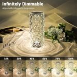 Anubhav Janni Crystal Diamond Table Lamp LED Options Touch Remote Control USB Rechargeable Brightness Levels Elegant Night Light Bedroom Living Décor Ideal Diwali Birthdays Gifts (Pack Of 1 Pcs) - Image 4
