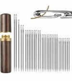 Anubhav Janni Needles Set Self Threading Self Threading Quilting Needle Wooden Case and Sewing Durable Easy Storage Long Hand Sewing Embroidery Tool Crafts Hashtag Large Eye Blunt (Set Of 30)