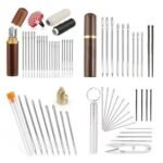 Anubhav Janni Needles Set Self Threading Self Threading Quilting Needle Wooden Case and Sewing Durable Easy Storage Long Hand Sewing Embroidery Tool Crafts Hashtag Large Eye Blunt (Set Of 30) - Image 3