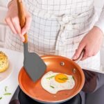 Anubhav Janni Wooden Spatula Black Kitchen Utensil Silicone Cooking Tools Wood Handles Ladle Slotted Turner Non Stick Utensils Handle Cookware Heat Resistant Silicon Kitchen (Set Of 3) - Image 4