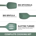 Anubhav Janni Wooden Spatula Sky Silicone Handle Kitchen Tools Heat Resistant Non Stick Cooking Mixing Spatulas Non Stick Pans Utensils Resistant Spatula Turner Spoon Safe Cookware (Set Of 3) - Image 2