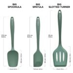 Anubhav Janni Wooden Spatula Sky Silicone Handle Kitchen Tools Heat Resistant Non Stick Cooking Mixing Spatulas Non Stick Pans Utensils Resistant Spatula Turner Spoon Safe Cookware (Set Of 3) - Image 3