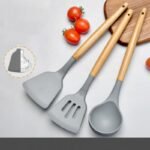 Anubhav Janni Wooden Spatula Sky Silicone Set Non Stick Heat Resistant Spatulas For Cooking Baking Flexible BPA Free Easy to Clean Handle Comfort (Set Of 3) - Image 8