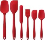 Anubhav Janni Silicone Spatula Red Sets Made Food Grade One Piece Design Seamless Heat Resistant Perfect Cooking Baking  Mixing Cooking Spoon Core Turner Spatulas Brush Cake Mixer (Set Of 6)