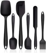 Anubhav Janni Silicone Spatula Black Heat Resistant Cooking Baking Utensils Seamless Design Non Stick Cookware Core Durability Scratch Free Food Grade One Piece Perfect Cooking Baking (Set Of 6)