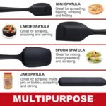 Anubhav Janni Silicone Spatula Black Heat Resistant Cooking Baking Utensils Seamless Design Non Stick Cookware Core Durability Scratch Free Food Grade One Piece Perfect Cooking Baking (Set Of 6) - Image 3