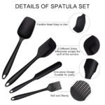 Anubhav Janni Silicone Spatula Black Heat Resistant Cooking Baking Utensils Seamless Design Non Stick Cookware Core Durability Scratch Free Food Grade One Piece Perfect Cooking Baking (Set Of 6) - Image 5