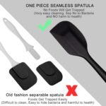 Anubhav Janni Silicone Spatula Black Heat Resistant Cooking Baking Utensils Seamless Design Non Stick Cookware Core Durability Scratch Free Food Grade One Piece Perfect Cooking Baking (Set Of 6) - Image 6