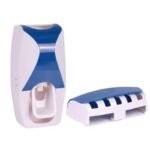 Anubhav Janni 5 Hole Toothbrush Holder Wall Mounted Tooth Paste Dispenser Squeezer Dust Proof Stand Plastic Set For Home Bathroom One Touch Hands Free Toothpaste With Detachable (Pack Of 1 Pcs)