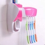 Anubhav Janni 5 Hole Toothbrush Holder Wall Mounted Tooth Paste Dispenser Squeezer Dust Proof Stand Plastic Set For Home Bathroom One Touch Hands Free Toothpaste With Detachable (Pack Of 1 Pcs) - Image 2