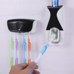 Anubhav Janni 5 Hole Toothbrush Holder Wall Mounted Tooth Paste Dispenser Squeezer Dust Proof Stand Plastic Set For Home Bathroom One Touch Hands Free Toothpaste With Detachable (Pack Of 1 Pcs) - Image 6