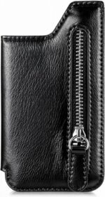 Anubhav Janni Mobile Card Holder Stick on Wallet Phone Case Credit Adhesive Back Cases Flip Leather Zipper Sleeve Pouch Compatible iPhone Samsung Galaxy Most Smartphones Holder (Pack Of 1 Pcs)