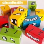 Anubhav Janni Crazy Face Puzzle Toy Kids Emoji Expression Matching Blocks Educational Wooden Game Preschool Kindergarten Early Learning Children Game Ages Cube Brain Teaser Changing (Set Of 1) - Image 8