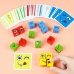 Anubhav Janni Crazy Face Puzzle Toy Kids Emoji Expression Matching Blocks Educational Wooden Game Preschool Kindergarten Early Learning Children Game Ages Cube Brain Teaser Changing (Set Of 1) - Image 9