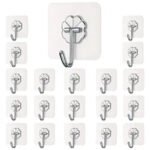 Anubhav Janni Flower Hook PVC Heavy Duty Self Adhesive Stainless Hooks Transparent Waterproof and Oilproof Wall Hooks for Kitchen Bathroom Shower Door Outdoor Home Improvement Utility (pack of 20)