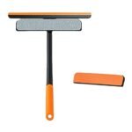 Anubhav Janni 3 In 1 Glass Cleaning Orange Wiper Easy Spray Type Brush Clean Shave Car Window Cleaner Mirror Glass Floor Long Handle Washing Equipment Squeegee Double Layer (Pack Of 1 Pcs)