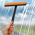 Anubhav Janni 3 In 1 Glass Cleaning Orange Wiper Easy Spray Type Brush Clean Shave Car Window Cleaner Mirror Glass Floor Long Handle Washing Equipment Squeegee Double Layer (Pack Of 1 Pcs) - Image 2