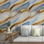 Anubhav Janni Blue Golden Foil Self Adhesive Wallpaper Waterproof Old Furniture Vinyl Stickers Wooden Door Wardrobe Desktop Wall Papers Kitchen Countertops Bathroom Home (Pack Of 1 Pcs) - Image 4