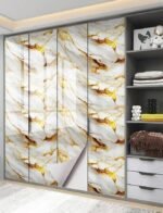Anubhav Janni White Golden Foil  Self Adhesive Wallpaper Waterproof Old Furniture Vinyl Stickers Wooden Door Wardrobe Desktop  Wall Papers Kitchen Countertops Bathroom Home (Pack Of 1 Pcs) - Image 4