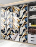 Anubhav Janni Dark Blue Golden Foil Self Adhesive Wallpaper Waterproof Old Furniture Vinyl Stickers Wooden Door Wardrobe Desktop  Wall Papers Kitchen Countertops Bathroom Home (Pack Of 1 Pcs) - Image 2