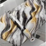 Anubhav Janni Black Golden Foil Self Adhesive Wallpaper Waterproof Old Furniture Vinyl Stickers Wooden Door Wardrobe Desktop  Wall Papers Kitchen Countertops Bathroom Home (Pack Of 1 Pcs)