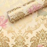Anubhav Janni Rose Gold Damask Foil 45*300 Adhesive Wallpaper Waterproof Old Furniture Stickers Wooden Door Wardrobe Desktop Wall Papers Kitchen Countertops Bathroom Home (Pack Of 1 Pcs)