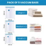 Anubhav Janni Vaccum Storage Bags Vacuum Bags With Air Pump Space Saving Small Medium Large Clothes Hand Pump Saver Trave Home Organizer Blankets Comforters Jackets (Pack Of 1 Pcs) - Image 9