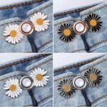 Anubhav Janni Black Flower Clip Pant Waist Tightener Daisy Detachable Jeans Pins Pants Button Tighten Clips Women Loose Skirt Jeans Skirts Pants Buttons Skirt Jean Tightener Skirts (Set Of 2) - Image 5