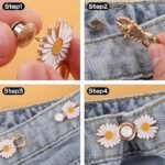 Anubhav Janni White  Flower Clip Pant Waist Tightener Daisy Detachable Jeans Pins Pants Button Tighten Clips Women Loose Skirt Jeans Skirts Pants Buttons Skirt Jean Tightener Skirts (Set Of 2) - Image 5