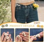 Anubhav Janni White  Flower Clip Pant Waist Tightener Daisy Detachable Jeans Pins Pants Button Tighten Clips Women Loose Skirt Jeans Skirts Pants Buttons Skirt Jean Tightener Skirts (Set Of 2) - Image 6