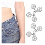 Anubhav Janni Silver  Clip Pant Waist Tightener Daisy Detachable Jeans Pins Pants Button Tighten Clips Women Loose Skirt Jeans Skirts Pants Buttons Skirt Jean Tightener Skirts (Set Of 4)