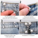 Anubhav Janni Silver  Clip Pant Waist Tightener Daisy Detachable Jeans Pins Pants Button Tighten Clips Women Loose Skirt Jeans Skirts Pants Buttons Skirt Jean Tightener Skirts (Set Of 4) - Image 4