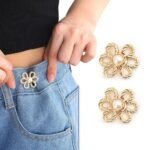 Anubhav Janni Golden Clip Pant Waist Tightener Daisy Detachable Jeans Pins Pants Button Tighten Clips Women Loose Skirt Jeans Skirts Pants Buttons Skirt Jean Tightener Skirts (Set Of 2)